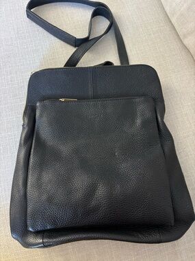 Black Leather Crossbody Backpack